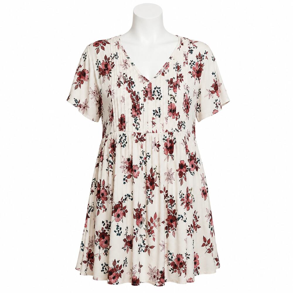 Torrid Ivory Floral Challis Mini Dress - Size 4X - NWT - Boho Cottagecore - Picture 1 of 11